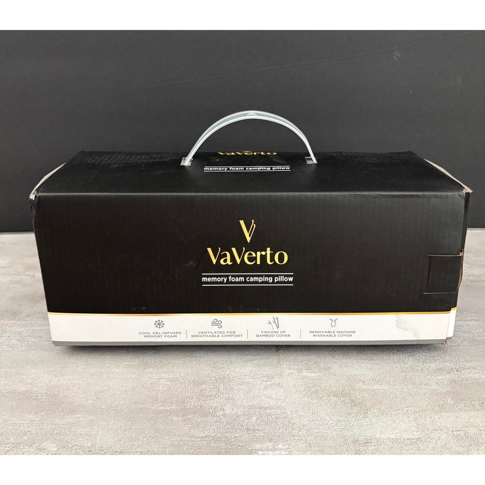 VaVerto Memory Foam Camping Pillow Gray Gel Infused Bamboo Cover New